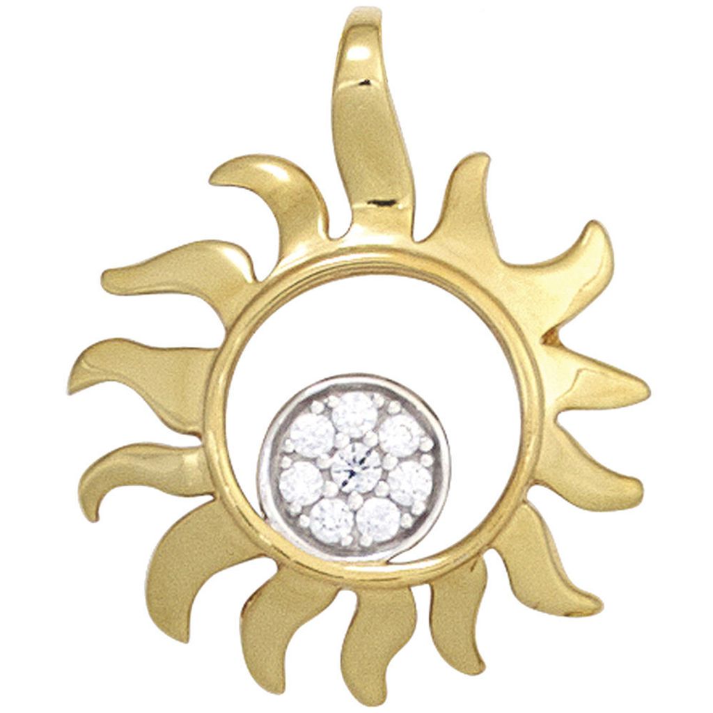 Anhänger Sonne mit 8 Diamanten Brillanten 585 Gold Gelbgold Damen Goldanhänger