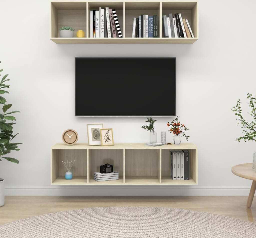 The Living Store TV-Wandschränke 2 Stk. Sonoma-Eiche Holzwerkstoff