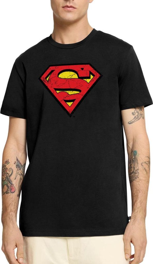 Spreadshirt DC Comics Superman Logo Used Look Karneval Männer Premium T-Shirt, 3XL, Schwarz