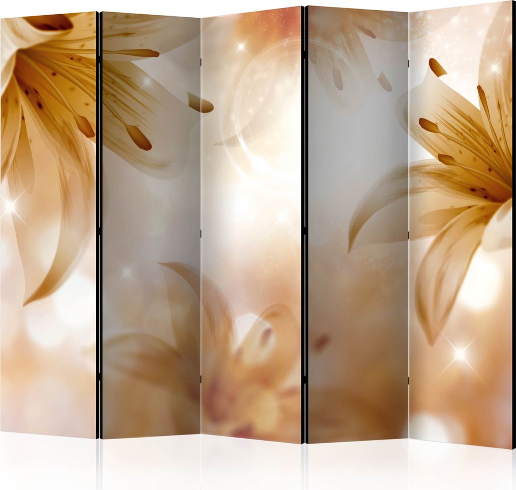 Akusticher Raumteiler Lilien Foto Paravent 225x172 cm beidseitig auf Vlies-Leinwand bedruckt Akustikschaum Trennwand Spanische Wand Sichtschutz Hom...