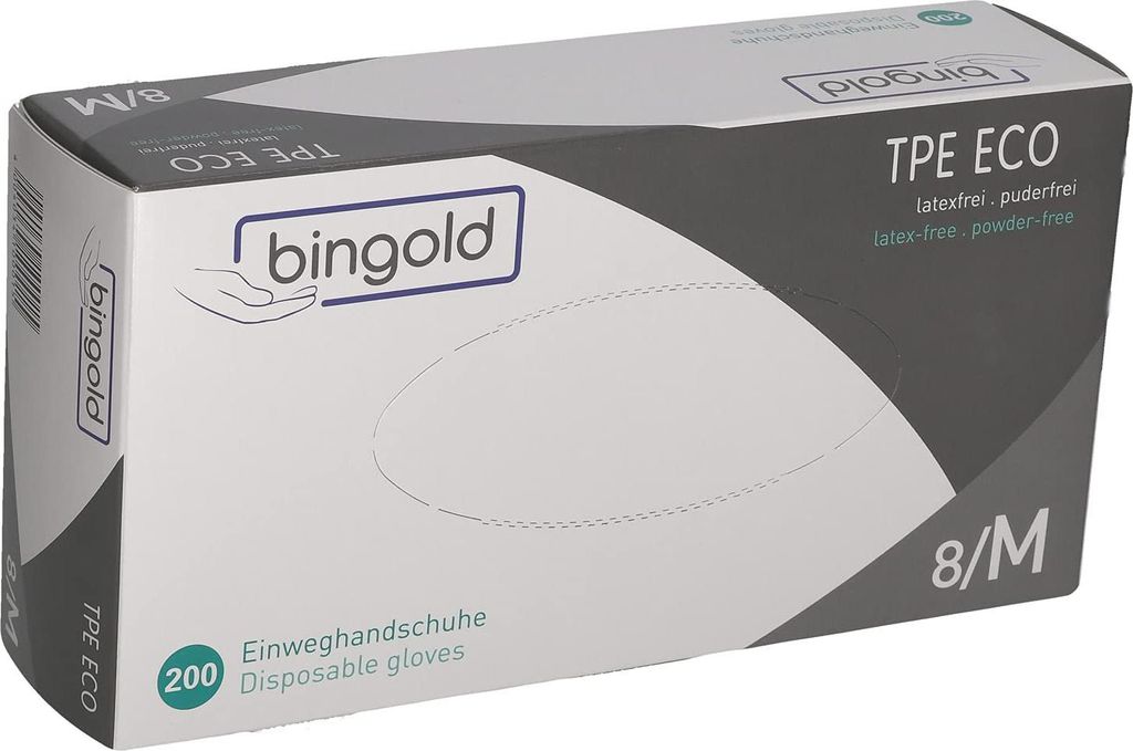 Bingold TPE ECO - Einweghandschuhe - transparent - 200 Stück Größe: L