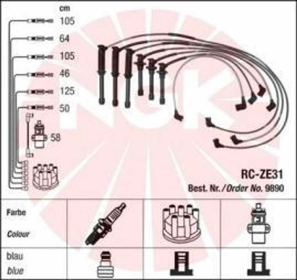 NGK Zündleitungssatz 9890