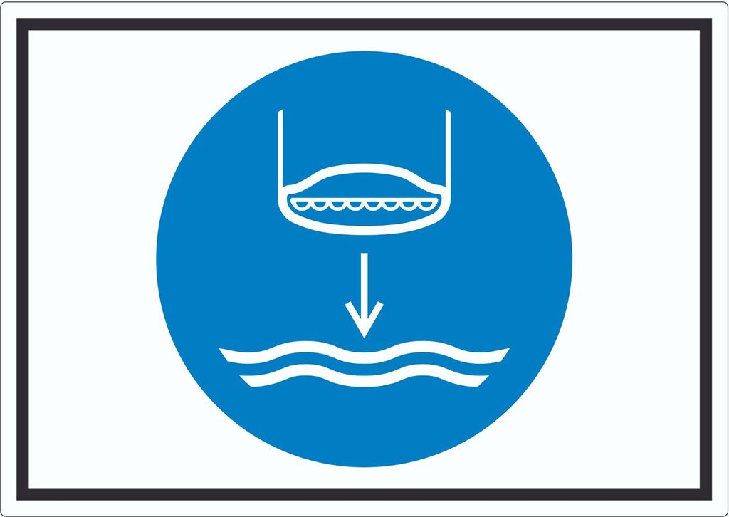 Rettungsboot fieren beim Aussetzvorgang Symbol Aufkleber A5 (148x210mm)