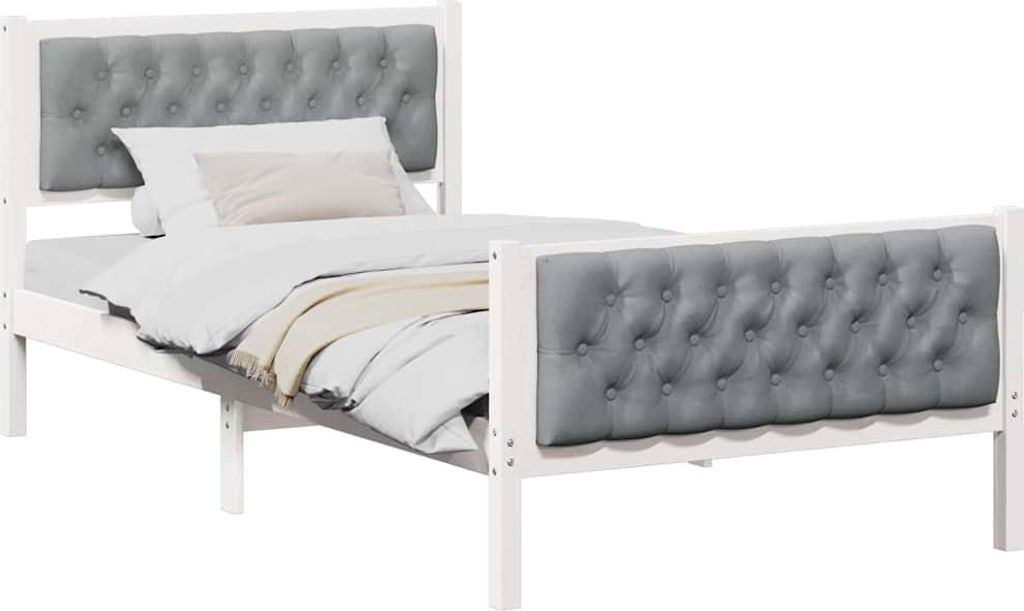 Bettrahmen Hellgrau 100 x 200 cm Massives Kiefernholz