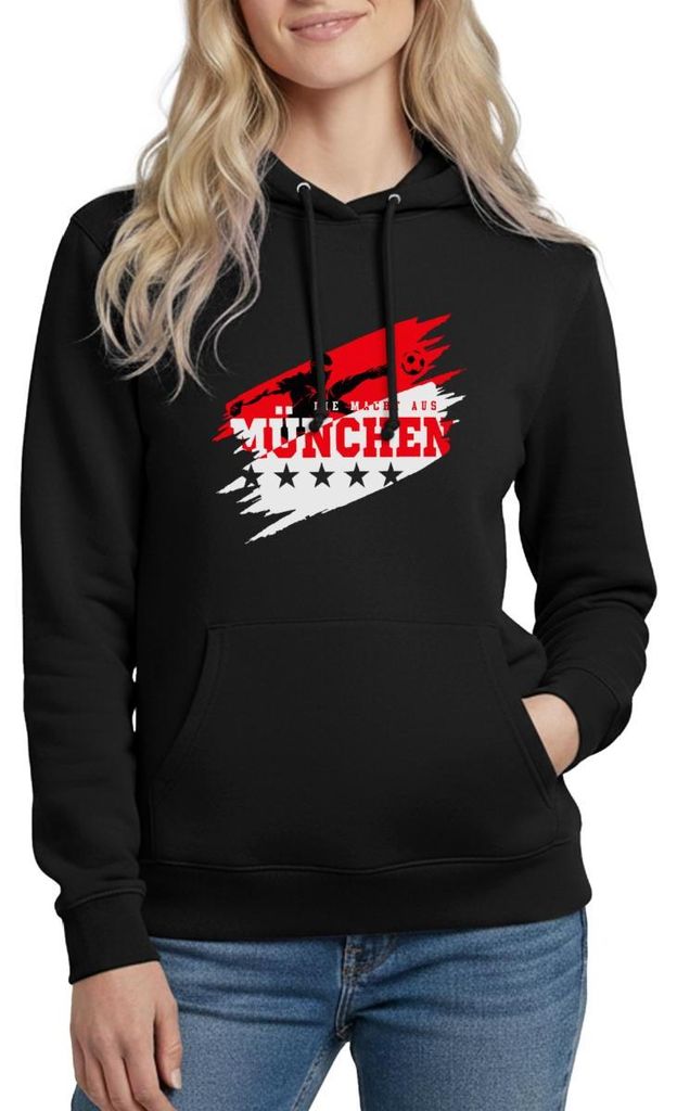 Spreadshirt Die Macht Aus München Ultra Fußball Fan Damen Hoodie, M, Schwarz