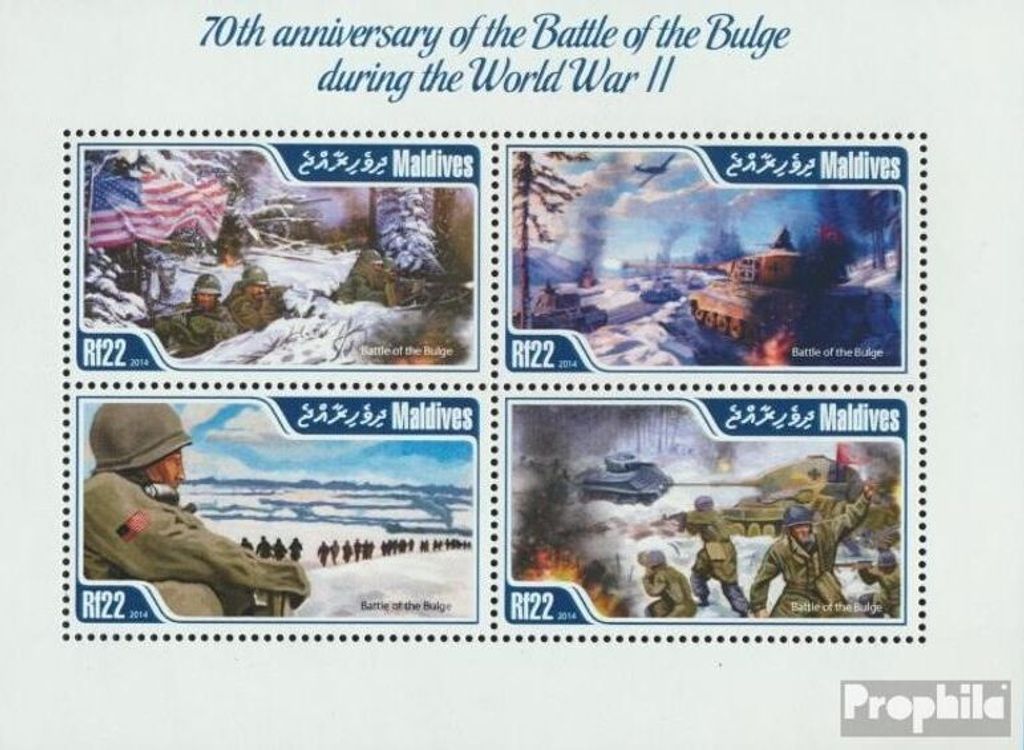 Briefmarken Malediven 2014 Mi 5228-5231 Kleinbogen (kompl. Ausg.) postfrisch Ardennenschlacht
