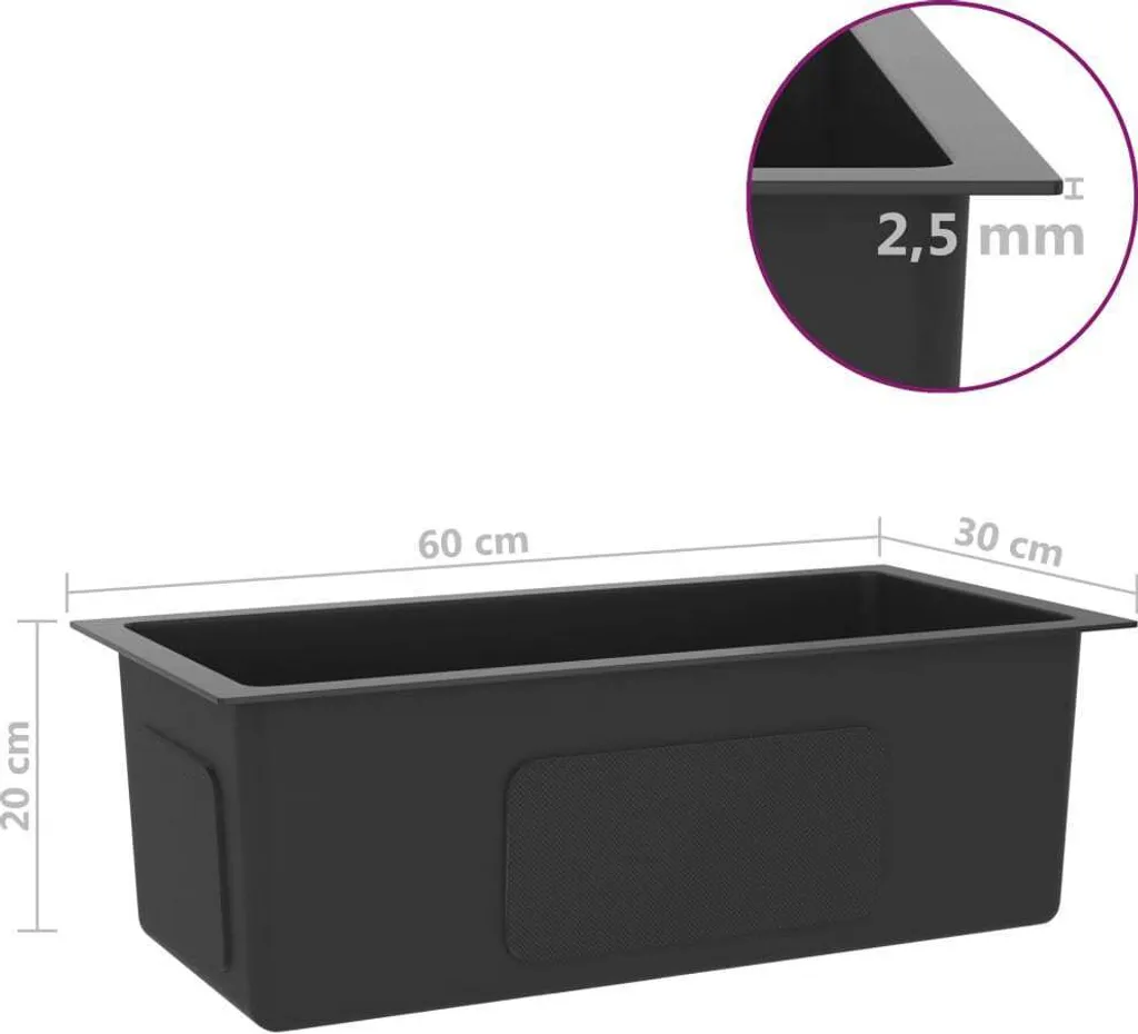 Lavello Cucina Nero Opaco vidaXL - Acciaio Inox Minimal e Chic - 13