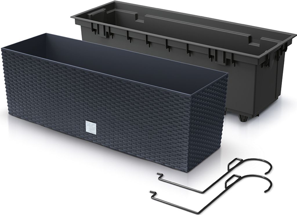 Fioriera da balcone fioriera in rattan con supporti in Immagine del prodotto 