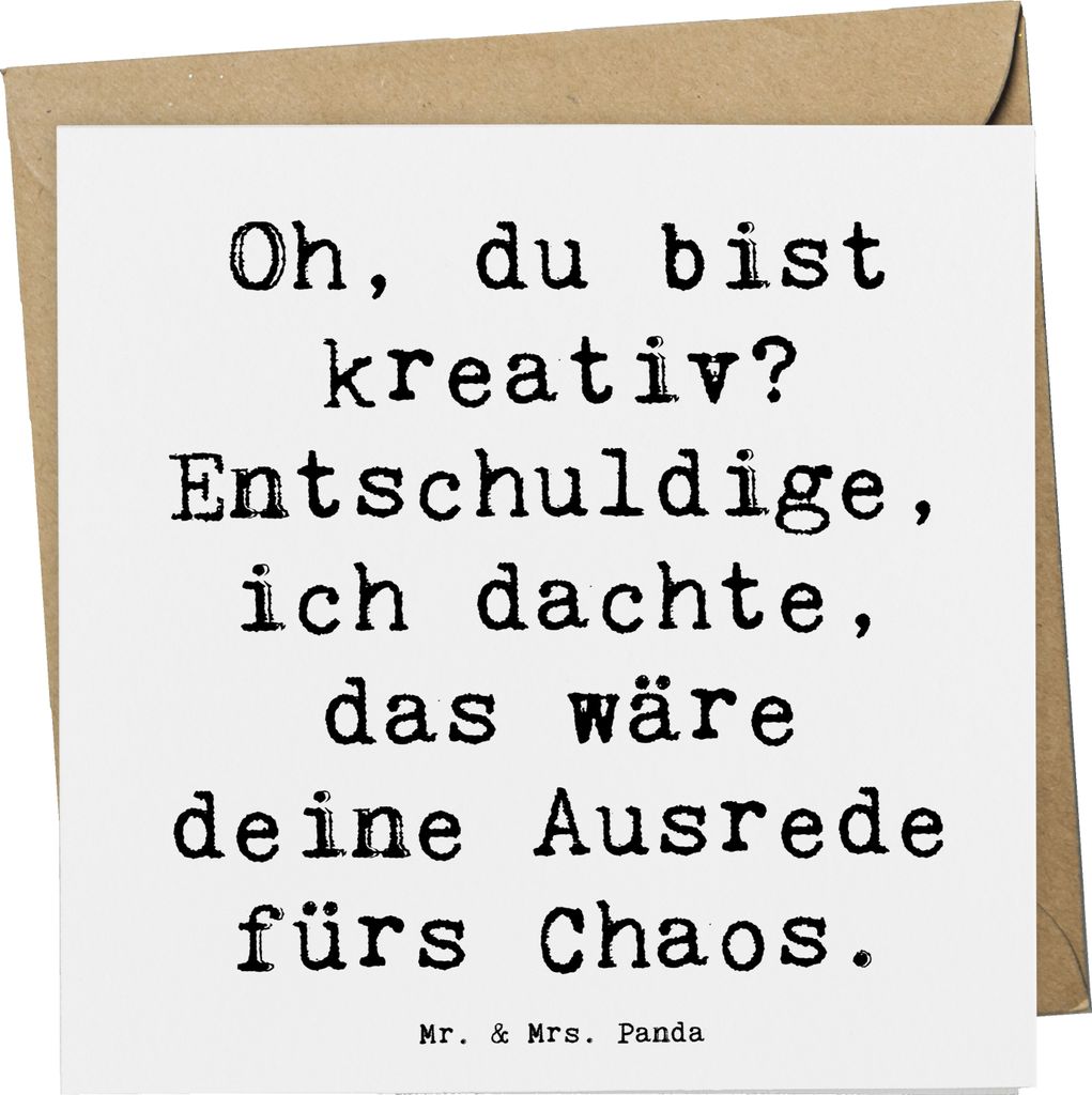 Mr. & Mrs. Panda Grußkarte Spruch Kreatives Chaos - Weiß - Produktbild 