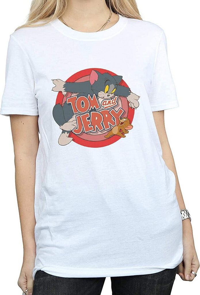 Tom and Jerry - "Catch" T-Shirt für Damen BI738 (L) (Weiß)