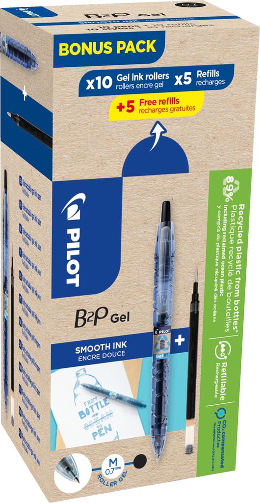 Gelschreiber B2P 2719701G10M 0,7mm schwarz Set 10+10 Minen Packung mit 12 Stück