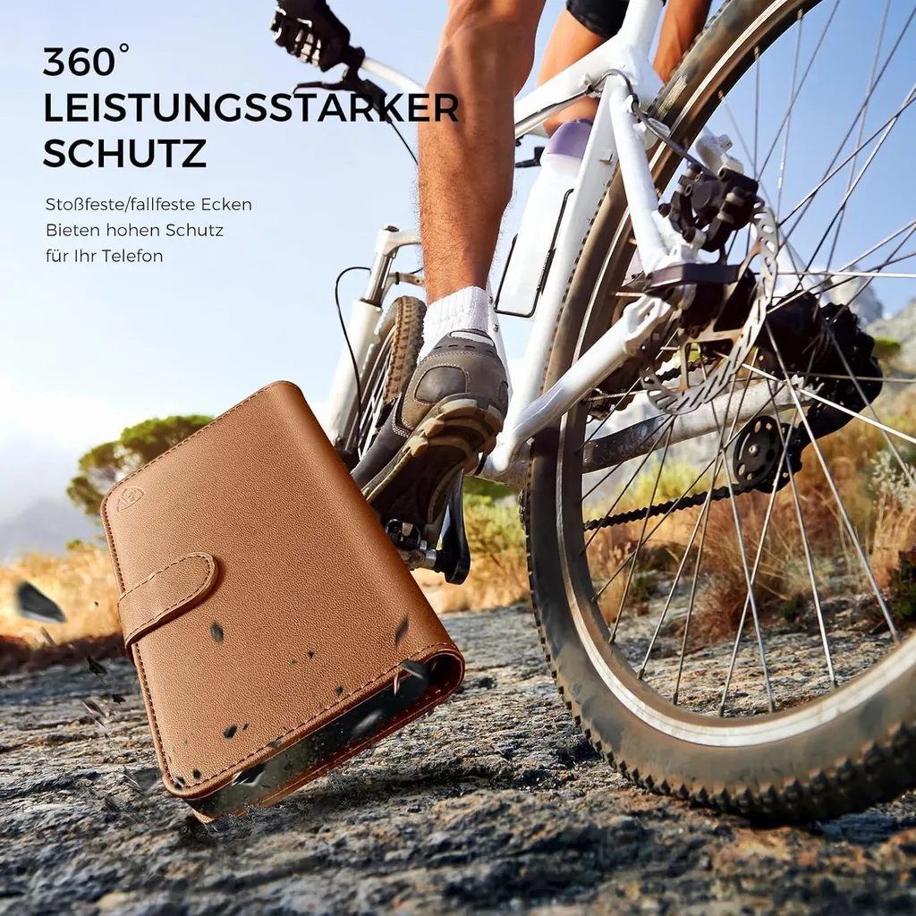 Cover iPhone 15 EASDNB Flip Case: Pelle, RFID e Supporto Integrato - 3