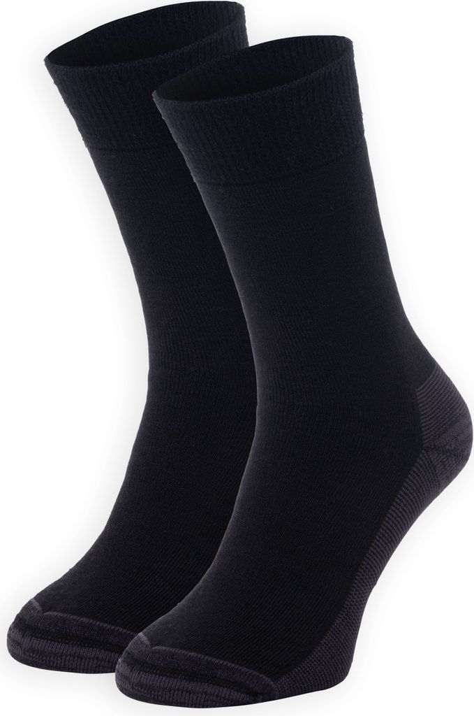 NOMAD Wintersocken Premium 2er-Pack | 43/46 Schwarz | Haussocken Damen / Herren | 32 % Wolle | Dicke warme Wollsocken | Gute Feuchtigkeitsableitung