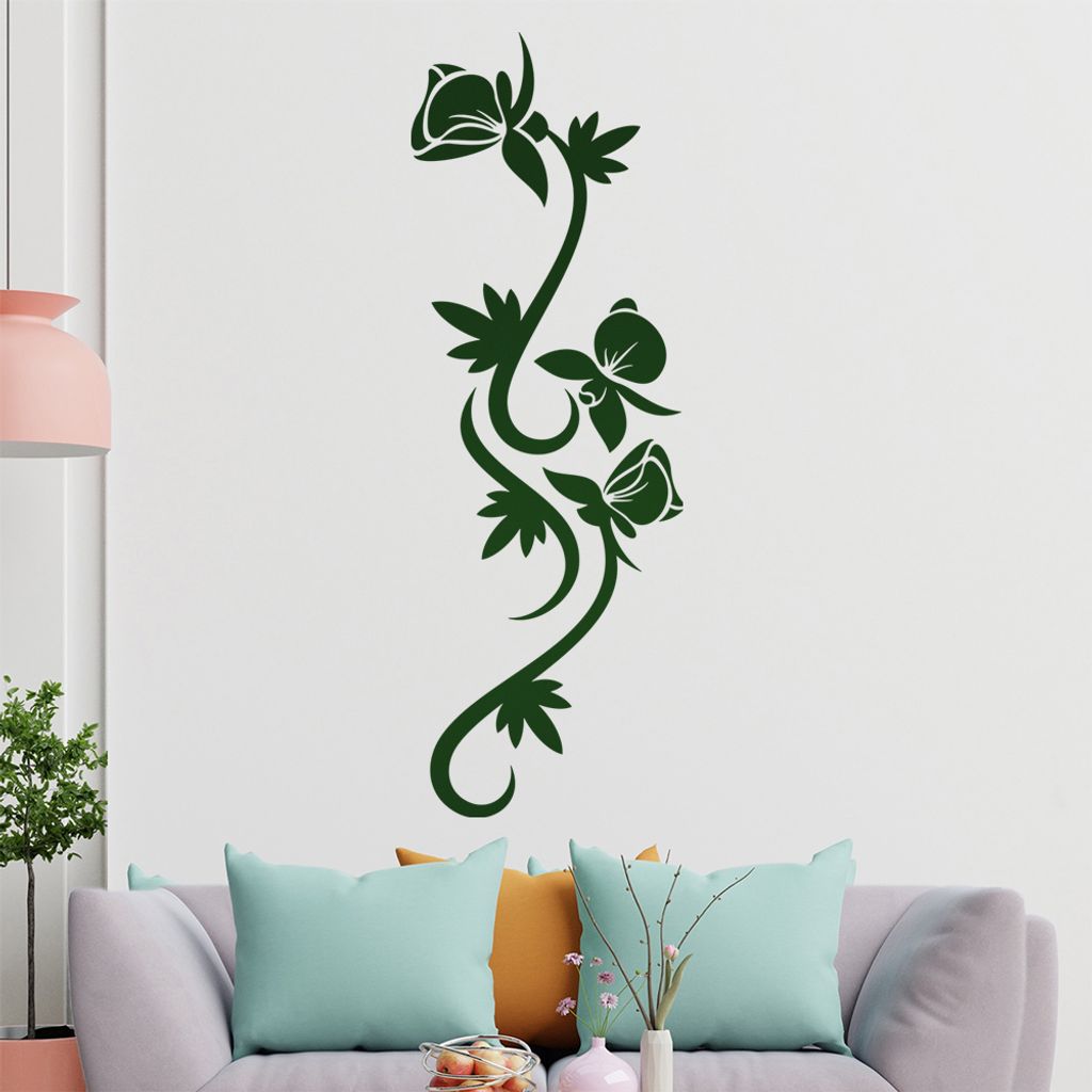 Blumen - Linien Wandtattoo in 6 Größen - Wandaufkleber Wall Sticker - Dekoration, Küche, Wohnzimmer, Schlafzimmer, Badezimmer