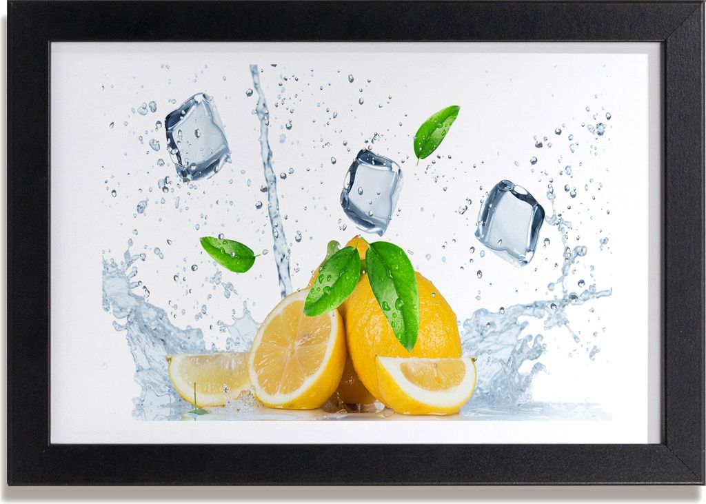 Bild 30x20 MDF-Rahmen, Wandkunst Zitronen mit Eis