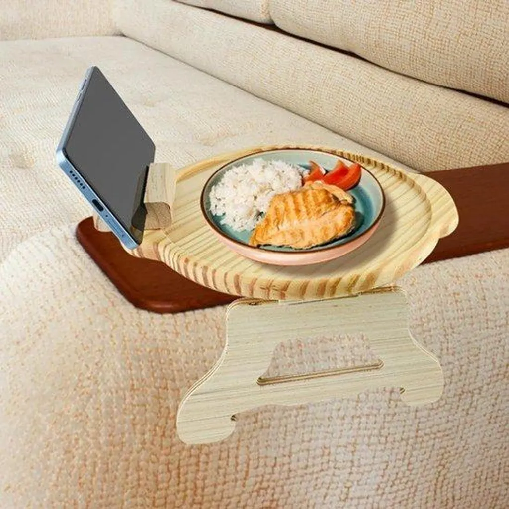 Tablette accoudoir canapé pour café et tablette bois bambou naturel