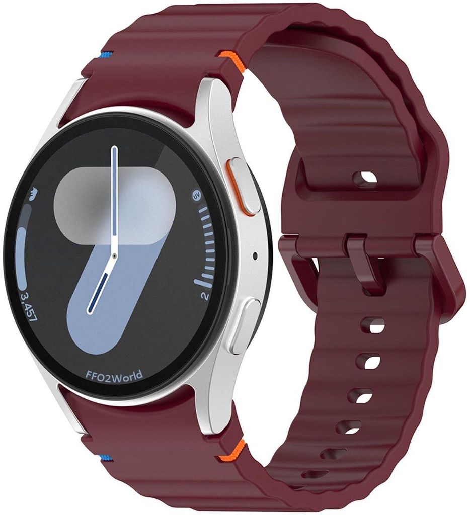FFO2World Silikon-Armband mit Wellenmuster für Samsung Galaxy Watch 7 (40/44 mm), 6 (Classic), 5 (Pro), 4 (Classic) – Rotwein