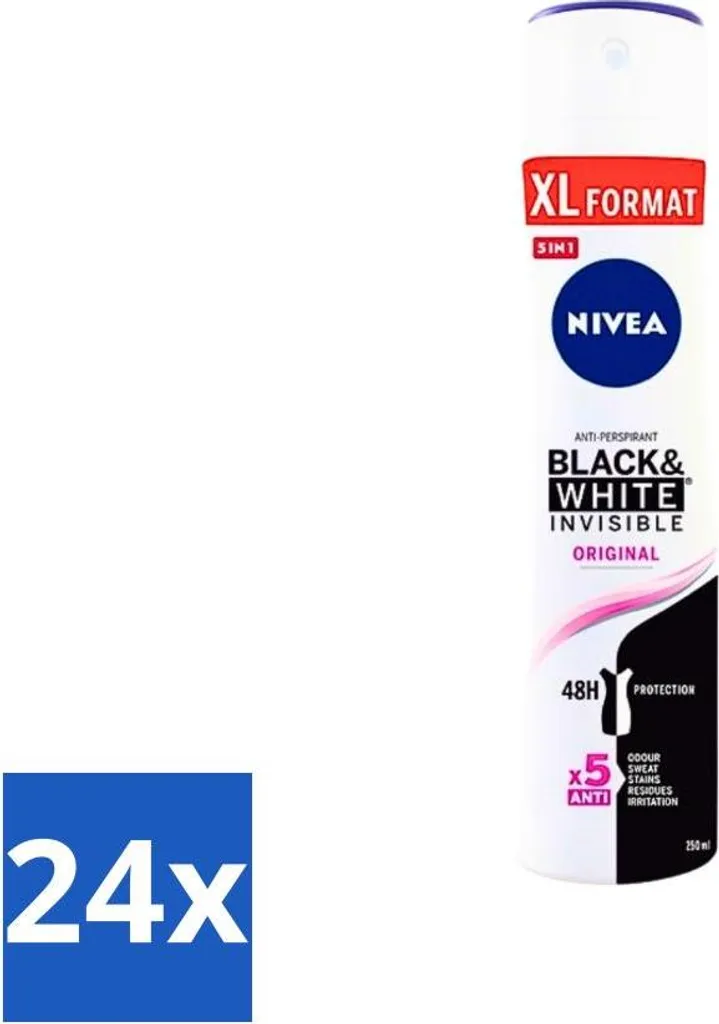 Scorta Annuale Nivea Invisible Black & White 250ml - 24 Spray