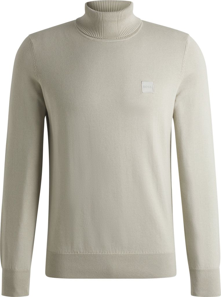Boss Orange Rollkragenpullover Akrio beige einfarbig gestrickte Baumwolle und Kaschmir