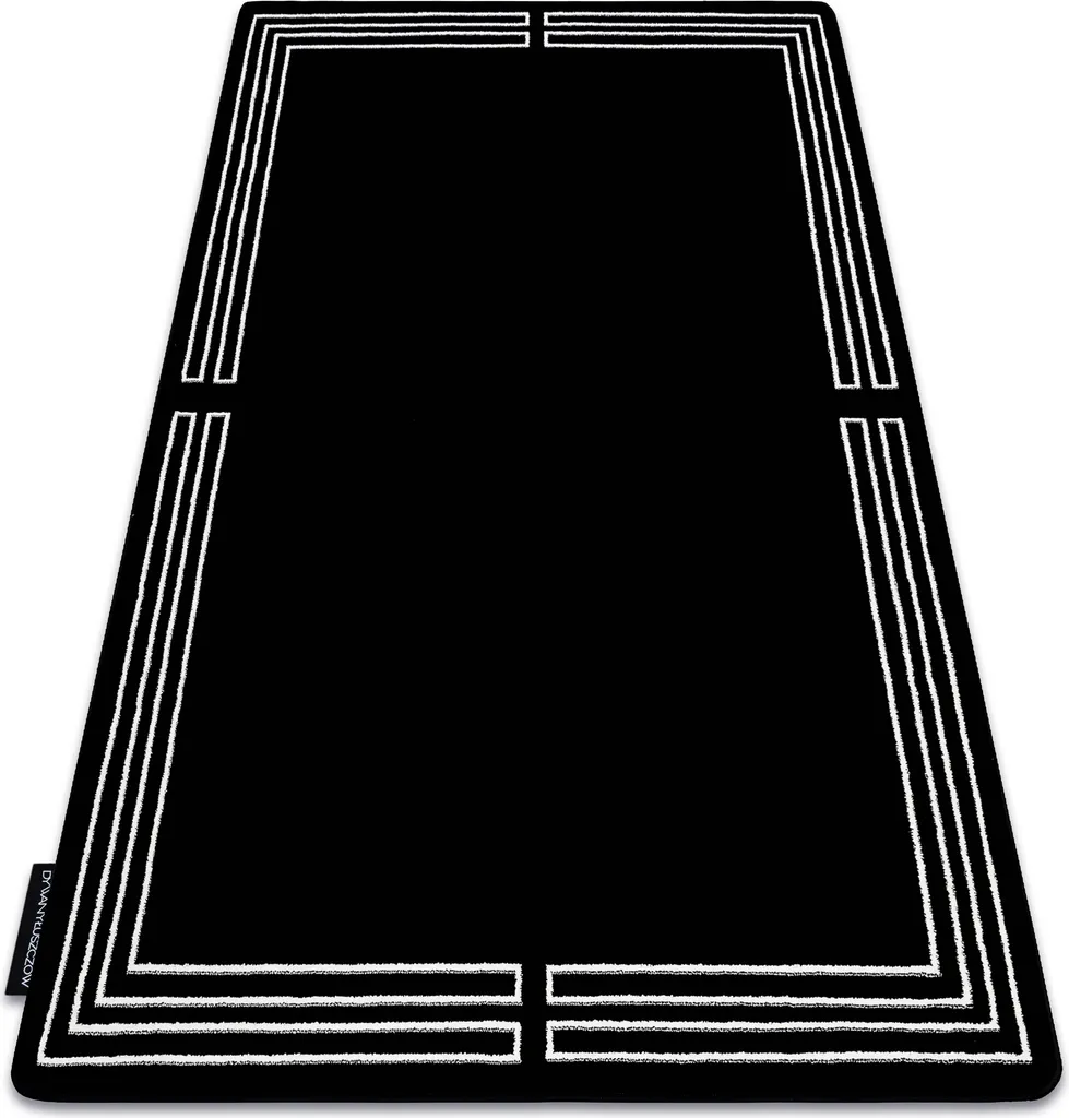 Grand Tapis de Salon Rectangulaire Noir HAMPTON 160x220 Motif Cadre
