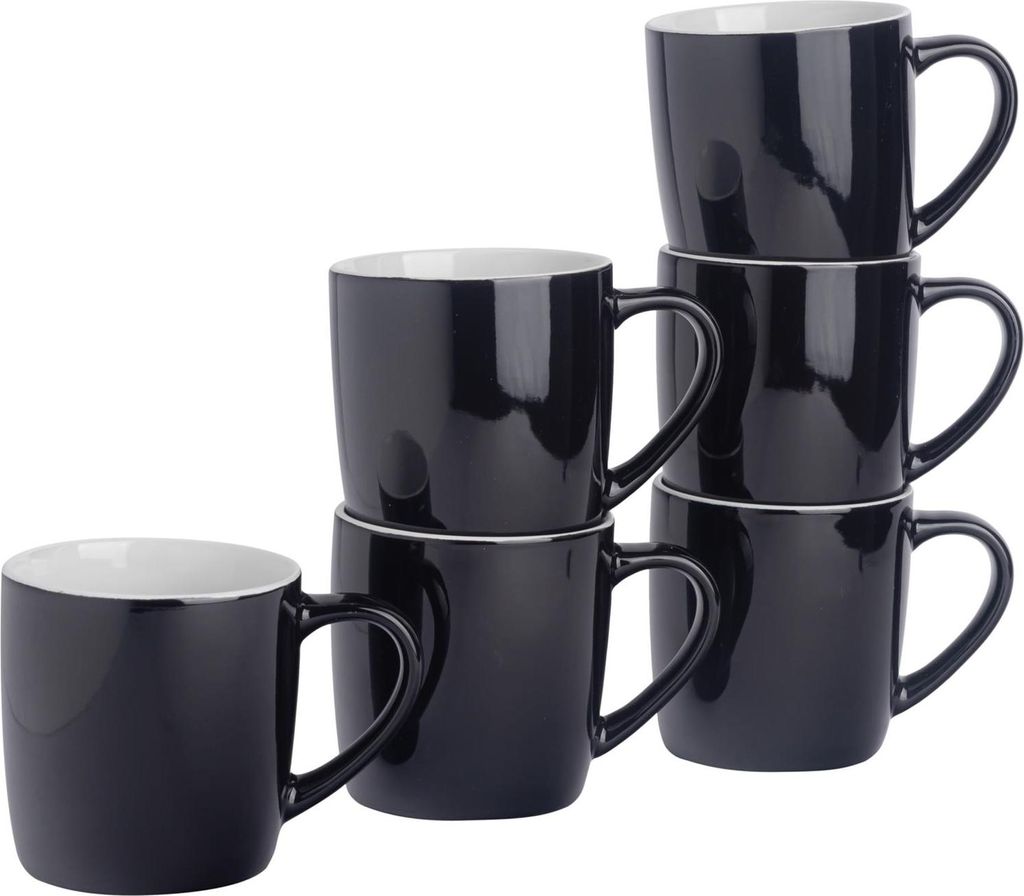 Argon Ta Farbige Kaffeetassen – 350 ml – Schwarz – 6er-Pack Produktbild 