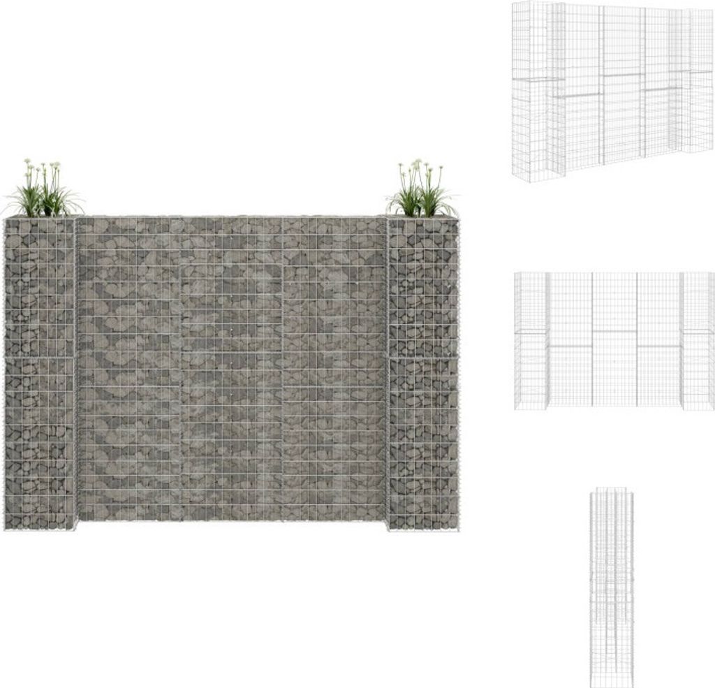 vidaXL H-förmiger Gabionen-Pflanzkorb Stahldraht 260x40x180 cm - Blumentöpfe & Pflanzgefäße