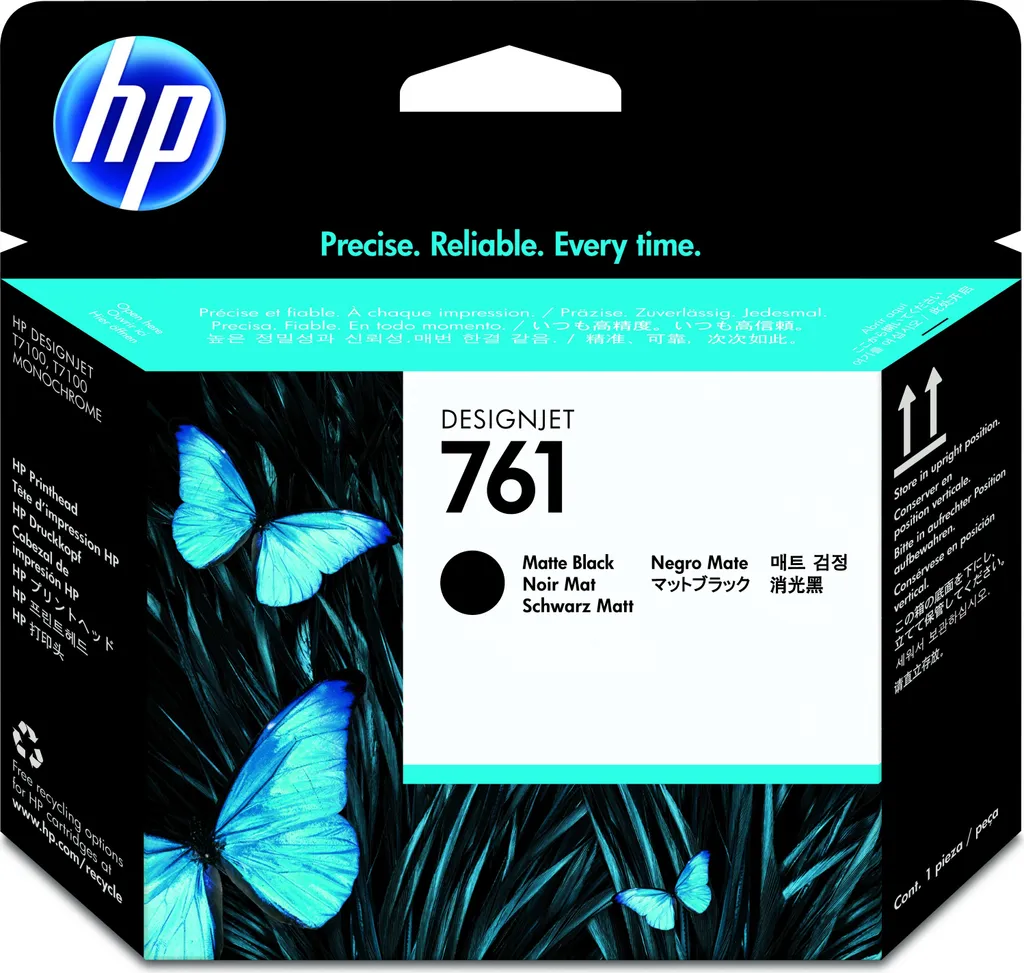 HP 761 Nero Opaco Testina di Stampa Originale CH648A per DesignJet T7100