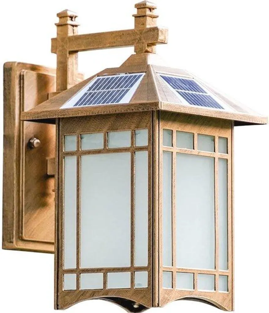 Lampe solaire LED marron avec télécommande : éclairage extérieur étanche