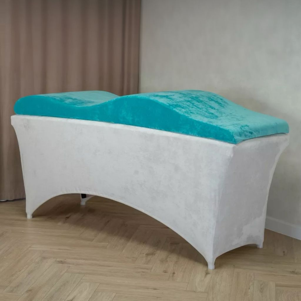 Wellen-Matratze (curved lash bed topper) mit Memory-Schaum und velours Bezug | Für Wimpernverlängerung, Kosmetikbehandlungen | 180x60 cm, turquoise