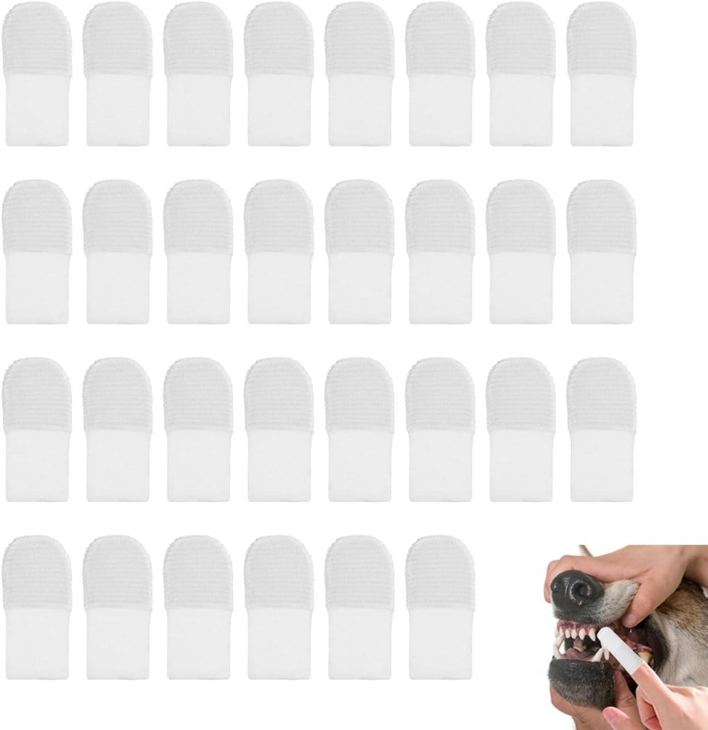 30-teiliges Fingerzahnbürsten-Set für Hunde, wiederverwendbare und atmungsaktive Zahnbürsten, weiche, elastische Fingerzahnbürsten für Hunde u...