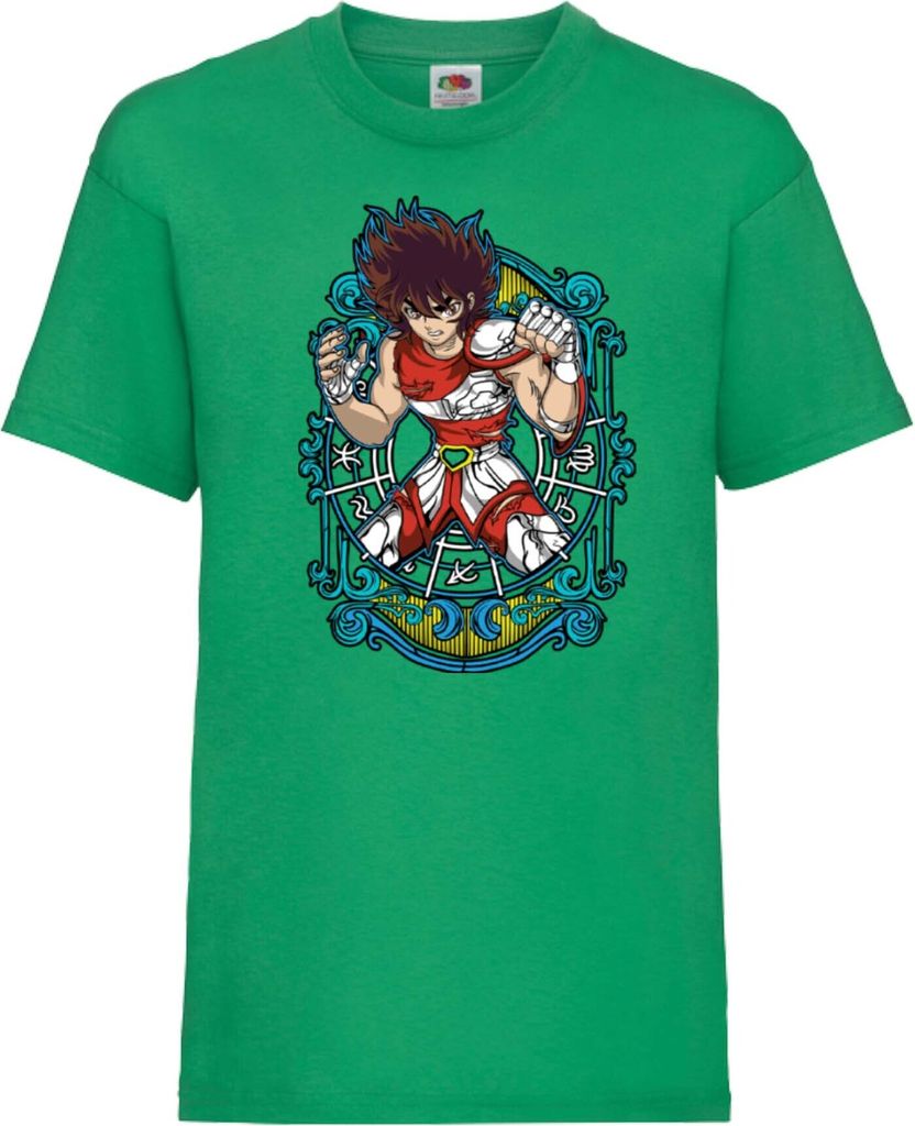 Kinder T-Shirt Japan Animation Manga Anime Comics Saint Anime Seiya Pegasus Var-011 Pegasus Knight, 5-6 Jahr - 116 / Grün