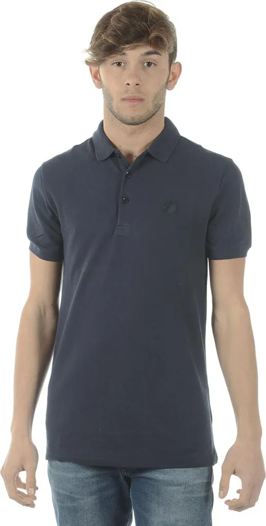 Polo en maille de coton bleu Versace Collection luxe taille L Homme