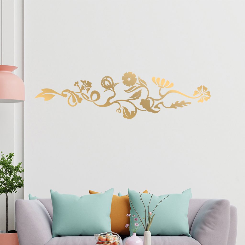 Blüten - Bläter - Ranke Wandtattoo in 6 Größen - Wandaufkleber Wall Sticker - Dekoration, Küche, Wohnzimmer, Schlafzimmer, Badezimmer