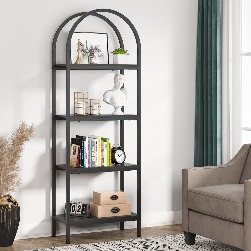 HCHQHS Schmales Bücherregal – 6-stöckig, Verstellbar, Industrie-Look, 178,9 Cm Hoch, Aus MDF & Metall