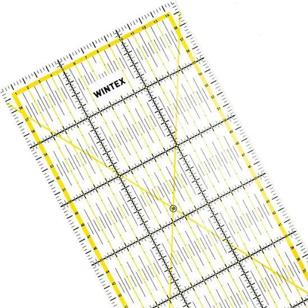Règle de couture avec quadrillage et équerre 15x60 cm haute visibilité