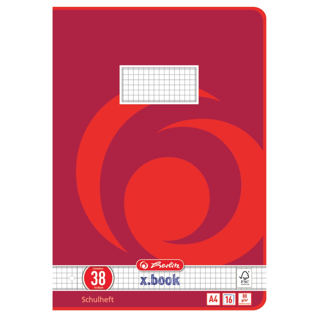Herlitz Schulheft x.book DIN A4 Lineatur 38, 16 Blatt  Produktbild 
