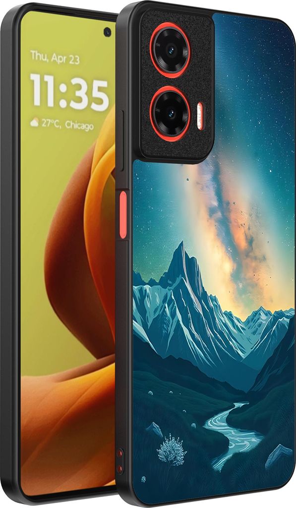 Smartphonica Telefon Fall geeignet für Motorola Moto G85 / Motorola Edge 50 Fusion mit Sternenhimmel Impressum - TPU Backcover Fall mit Raum und M...