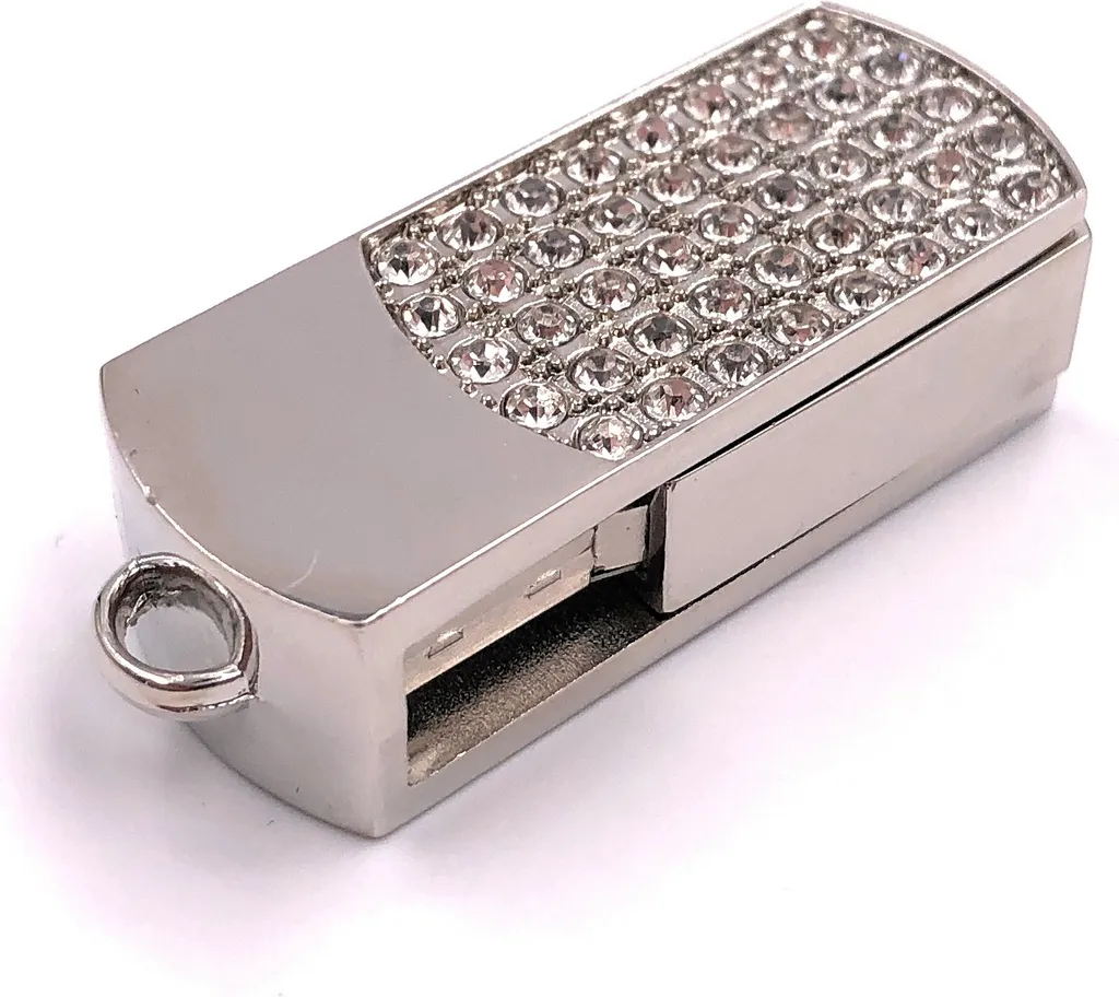 Onwomania scatola di metallo con pietre argento Divertente chiavetta USB 32 GB USB 2.0