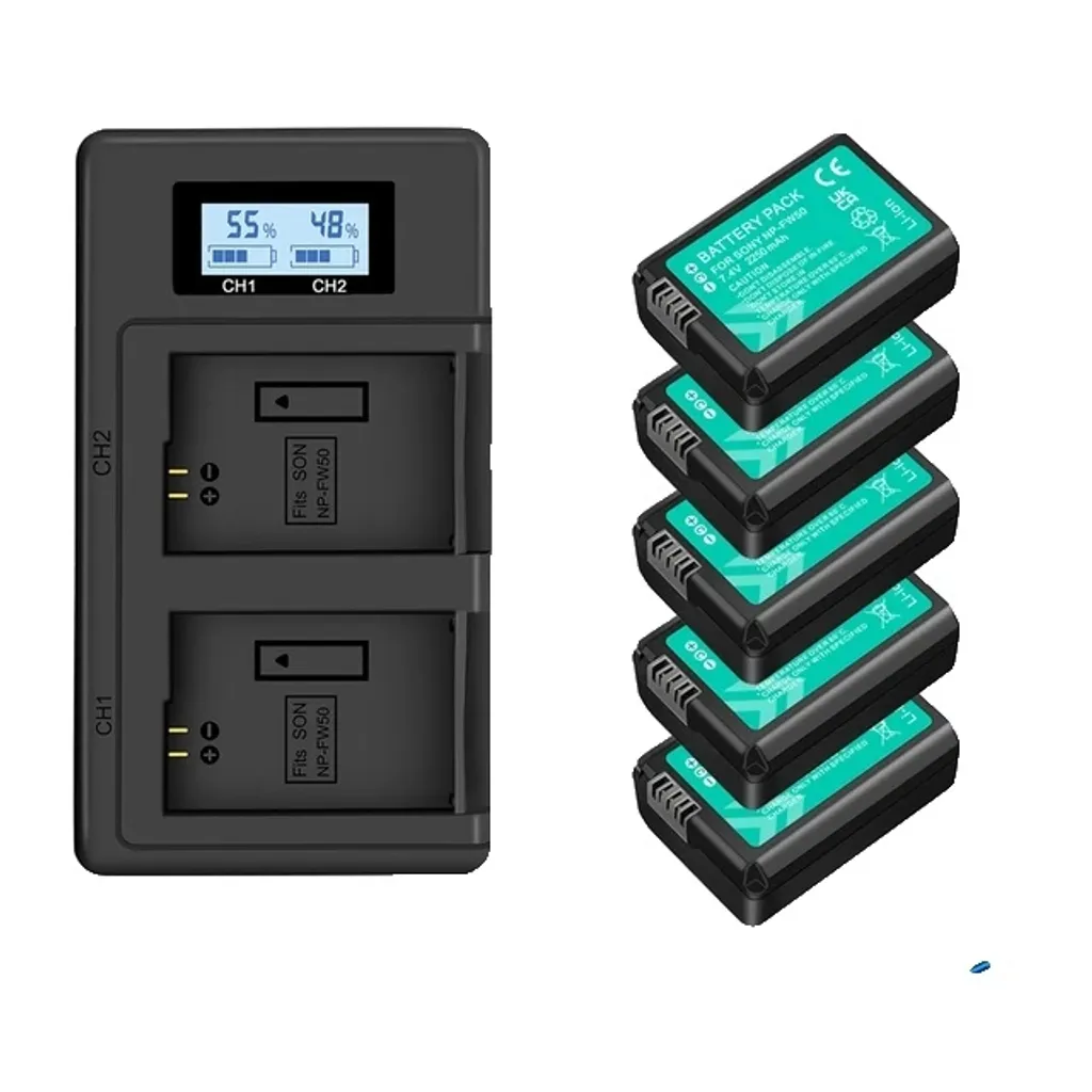 Bloc-batterie 2250 mAh Li-ion avec 5 batteries et chargeur secteur