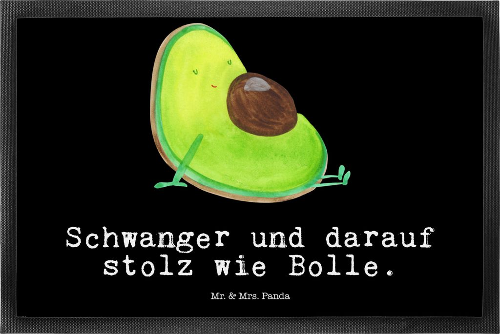 Mr. & Mrs. Panda Schmutzmatte Avocado Schwangerschaft 50 x 75 cm - Schwarz - Geschenk, Geburt, Baby, Babyshower, Bodenvorleger, Türmatte, bodenmat...