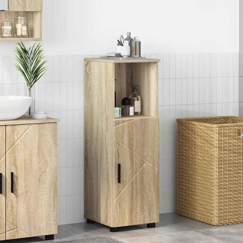 2025 Mobile bagno moderno rovere Sonoma 30 x 35 x 95 cm materiale legno - armadi a specchio,Design 4270105 1pacco