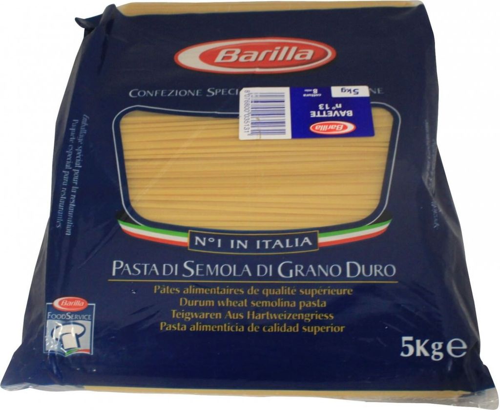 A bag of Barilla pasta.