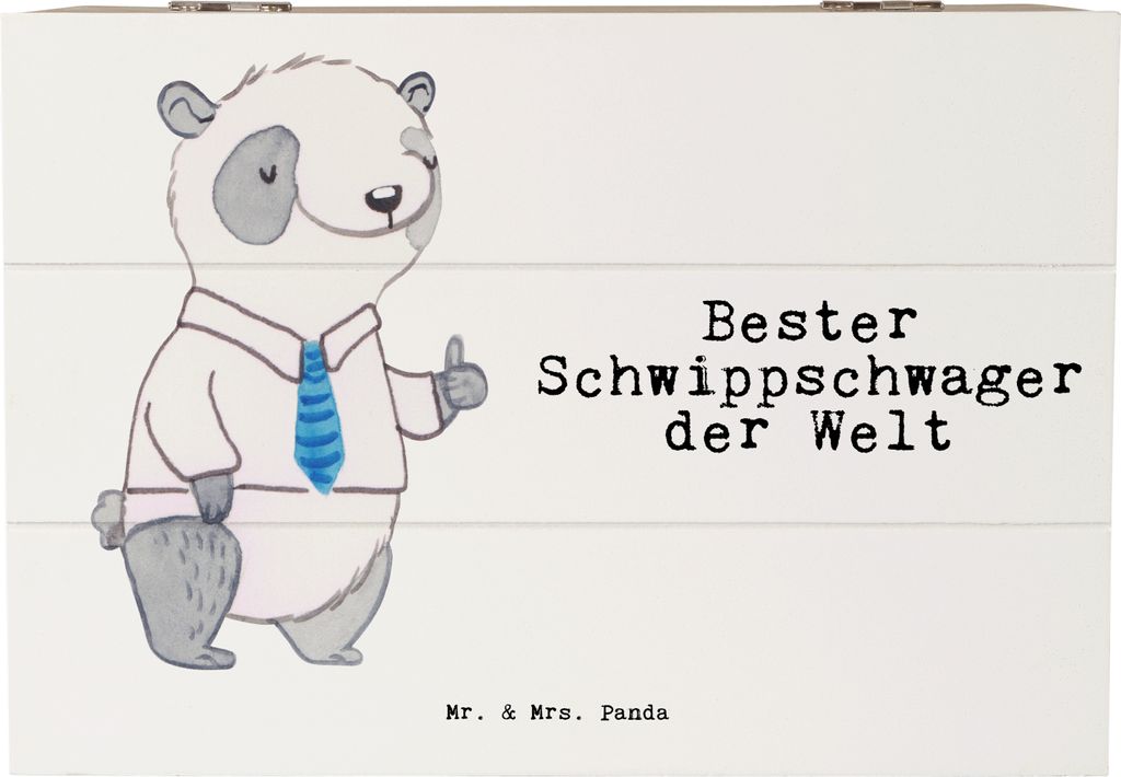 Mr. & Mrs. Panda Box Panda Bester Schwippschwager der Welt 22 x 15 cm - Weiß - Geschenk, Familie, geschenkkiste, Schwibschwager, Holzkiste mit Dec...