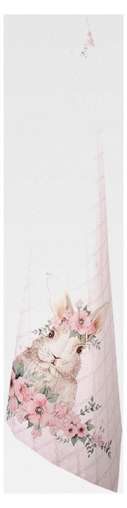 Geschirrtuch 50x70 cm Rosa Baumwolle mit Kaninchen