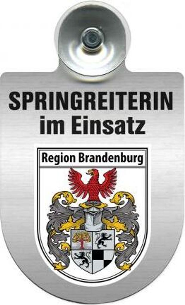 Einsatzschild mit Saugnapf - Springreiterin im Einsatz - 393836 incl. Regionenwappen nach Wahl Color - Region Brandenburg