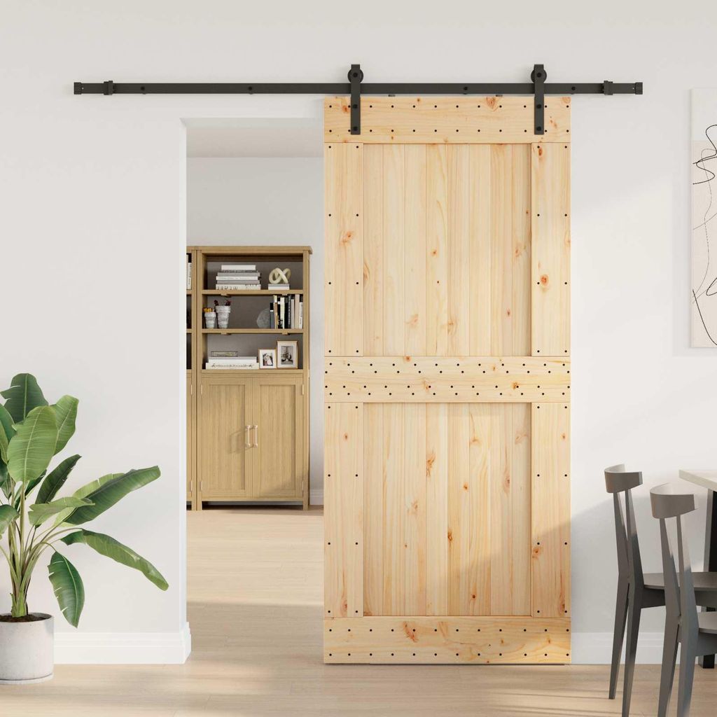 Möbel Schiebetür NARVIK Natürlich und Schwarz 100 x 210 cm (213,5 cm)Zimmertüren - Zimmertüren c6144