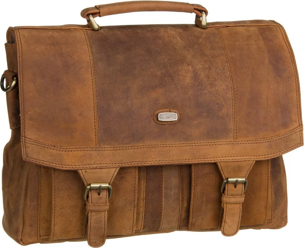Sac Porte-Documents Harold's Antic Cuir Marron - Serviette Pro Compacte - 15