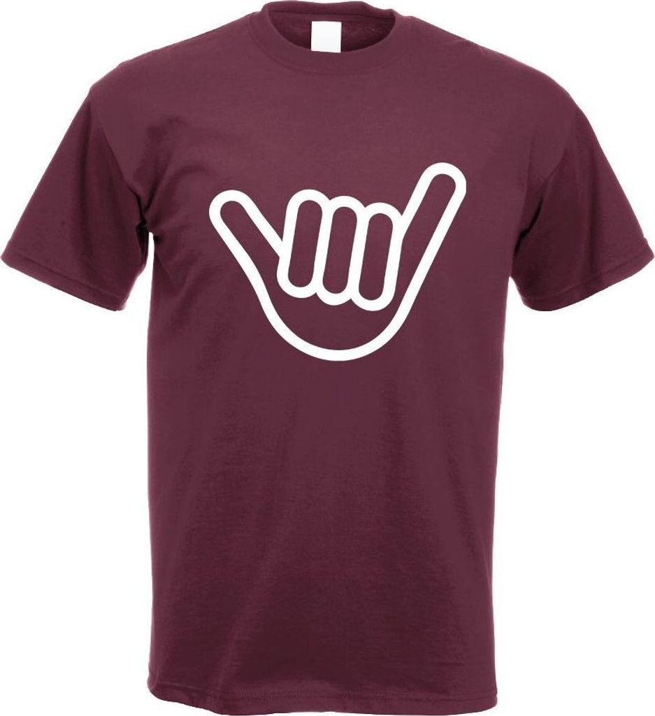 Kiwistar - T-Shirt - Burgund - Heavy Hand Motiv Bedruckt Funshirt Design Print - mit Motiv Bedruckt - Funshirt Design - Sport - Freizeit - Herren - S
