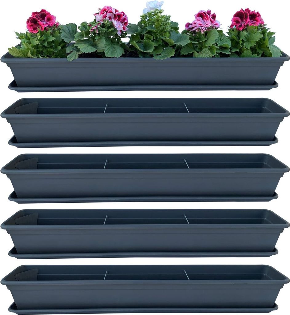 4er Blumenkasten Set Balkonkasten Pflanzkasten Anthrazit Produktbild 