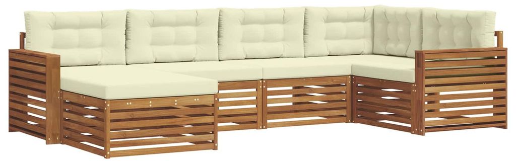 Outdoor-Sofagarnitur mit Kissen 6 pcs Natur und Creme